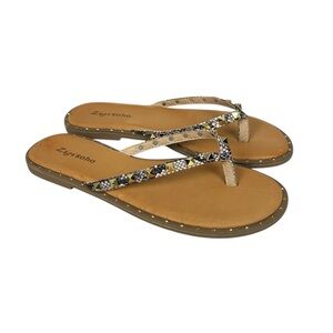 ZIGI SOHO NWOT Studded Flip Flop ‘Patsye’ Sandals, Snakeskin Print, Size 7.5